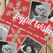 Moderne rode rustieke sneeuwvlok Collage 3 Foto Briefkaart