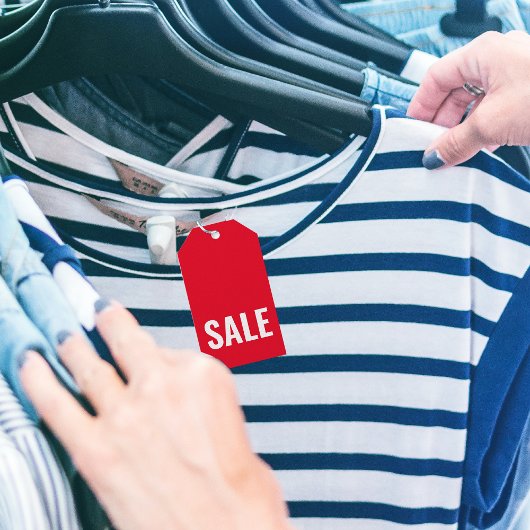 Moderne Rode SALE Kleding Product Label Cadeaulabel