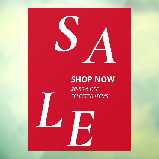 Moderne Rode SALE Winkel Korting Zakelijke Promo Raamsticker (Vel 3)