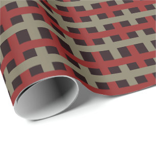 Moderne Rode Salie Zwarte Kerst Plaid Cadeaupapier
