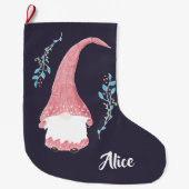 Moderne rode Scandinavische gnoom kerstkous Grote Kerstsok (Voorkant)