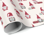 Moderne Rode Schattigee Kerstman Gnome Cadeaupapier (Rol Hoek)