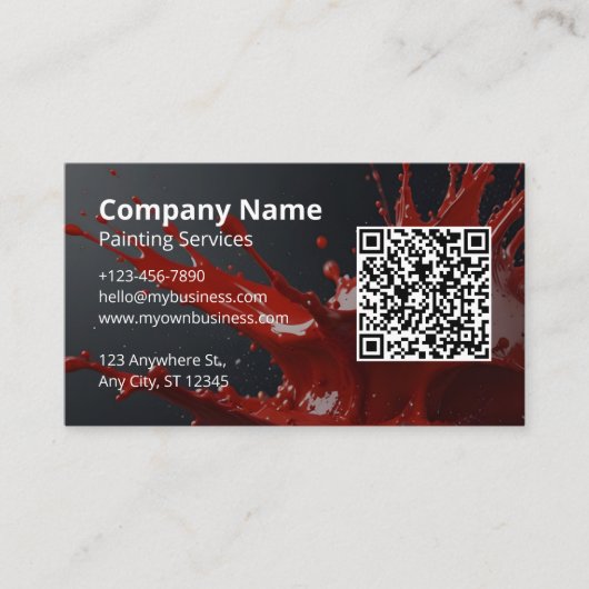 Moderne rode schilder QR-code Visitekaartje (Voorkant)