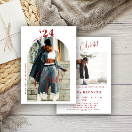 Moderne rode script foto 2024 Minimal Afstudeerder Kaart