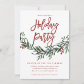 Moderne rode script groen feestelijke feest kaart (Voorkant)