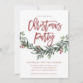 Moderne Rode Script Kerstfeest Groene Decoratie Kaart (Voorkant)