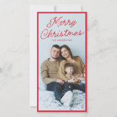 Moderne Rode Script Kerstmis Hoge Foto Feestdagenkaart (Voorkant)