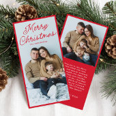 Moderne Rode Script Kerstmis Hoge Foto Feestdagenkaart