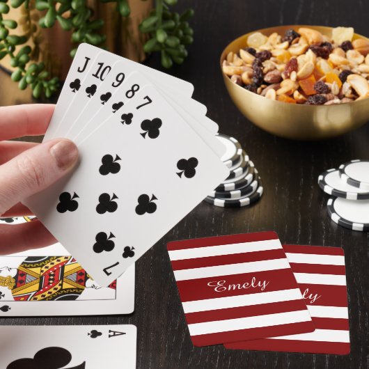 Moderne Rode Script Naam Pokerkaarten (Insitu)