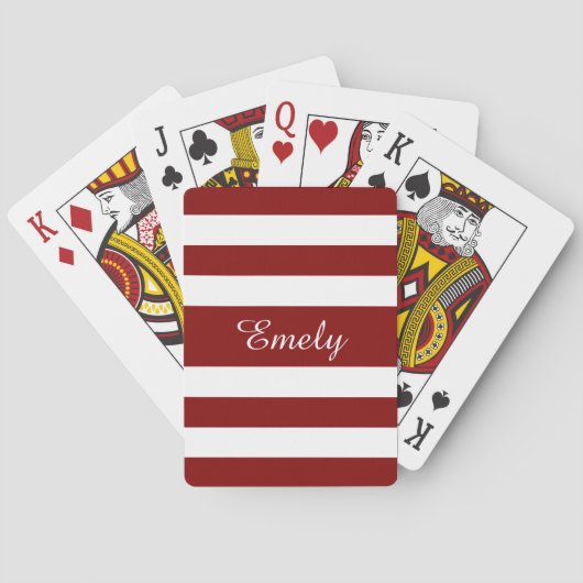 Moderne Rode Script Naam Pokerkaarten (Achterkant)