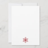Moderne rode sneeuwvlokken en bruiloft met zilverg kaart (Achterkant)