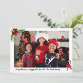 Moderne rode snoep Cane Familie Foto Kerstmis Feestdagenkaart (Staand voorkant)