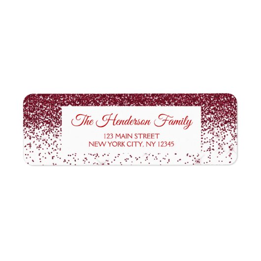 Moderne rode sprankelende glitter elegante kerst etiket (Voorkant)