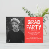 Moderne Rode Spuitverf Foto Graduation Party Kaart (Staand voorkant)