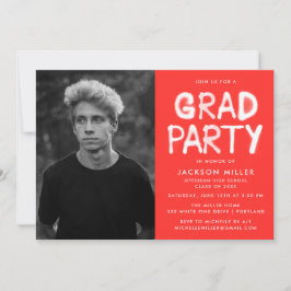 Moderne Rode Spuitverf Foto Graduation Party Kaart