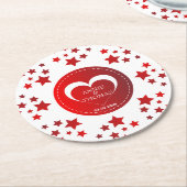 Moderne rode sterren en hart ronde kartonnen onderzetter (Gebogen)