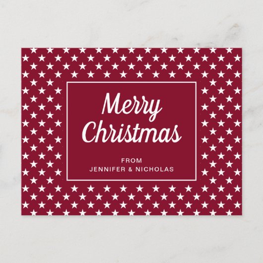 Moderne Rode Sterren Prettig Kerstfeest Briefkaart (Voorkant)