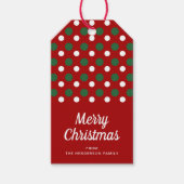 Moderne Rode Stippen Prettig Kerstfeest Cadeaulabel (Voorkant)