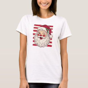 Moderne Rode Streep Kerstman T-Shirt, Kerstmis Ker T-shirt