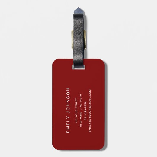 Moderne rode strepen naam bagagelabel (Achterkant verticaal)
