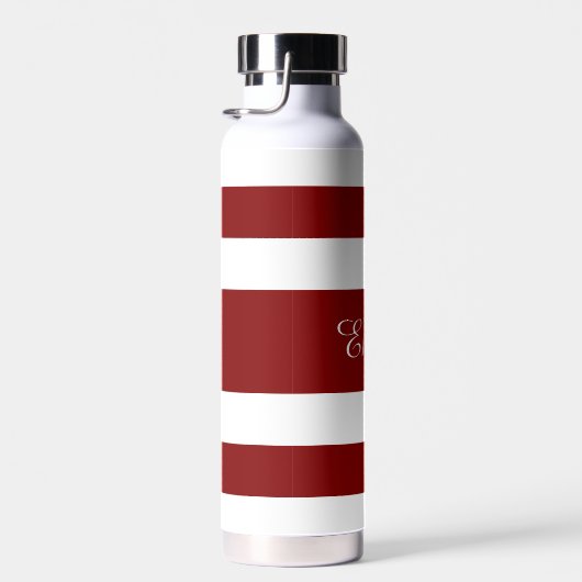 Moderne rode strepen naam waterfles (Rechts)