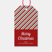 Moderne Rode Strepen Prettig Kerstfeest Cadeaulabel (Voorkant)