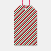 Moderne Rode Strepen Prettig Kerstfeest Cadeaulabel (Achterkant)