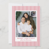 Moderne Rode Strepen Vrolijk Kerstfeest 2 Foto Feestdagenkaart (Voorkant)