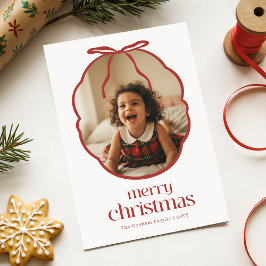 Moderne rode strik familie kids foto Kerstmis Feestdagenkaart