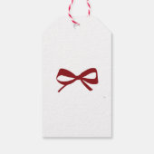 Moderne rode strik minimalistische vrolijke kerstd cadeaulabel (Achterkant)