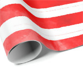 Moderne Rode Stripes Eenvoudige kerstfeestdag Cadeaupapier (Rol Hoek)