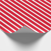 Moderne Rode Stripes Kerstmis Cadeaupapier (Hoek)