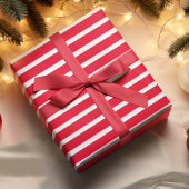 Moderne Rode Stripes Kerstmis Cadeaupapier
