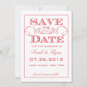 Moderne Rode Swirl Save the Date Aankondiging (Voorkant)