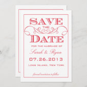 Moderne Rode Swirl Save the Date Aankondiging (Voorkant / Achterkant)