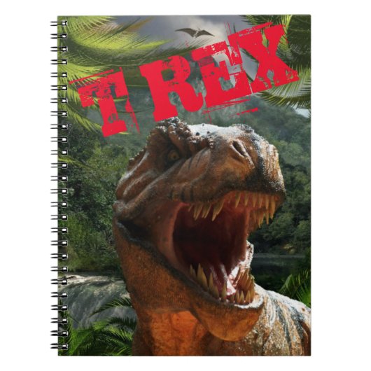 Moderne rode T Rex Dinosaurs Notitieboek (Voorkant)