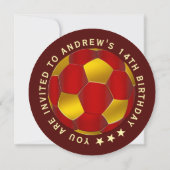 Moderne rode tekst voetbal verjaardagsuitnodiging  save the date (Achterkant)