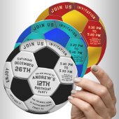 Moderne rode tekst voetbal verjaardagsuitnodiging  save the date