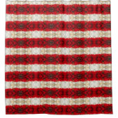 Moderne rode tinten en witte vlechtjes douchegordijn (Voorkant)