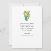 Moderne rode tulpen Blauwe vaas Bloemstuk verhuisd Aankondiging (Achterkant)