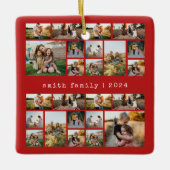 Moderne rode typemachine familie fotocollage keramisch ornament (Voorkant)