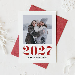 Moderne Rode Typografie 2022 Gelukkig Nieuwjaar Fo Feestdagenkaart