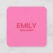 Moderne rode typografie | roze vierkante visitekaartje (Voorkant)