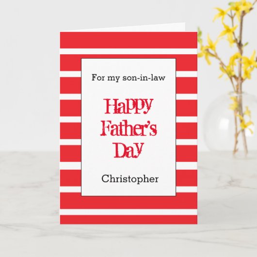 Moderne Rode Vaderdag Zoon-n-Law Kaart (Gele Bloem)
