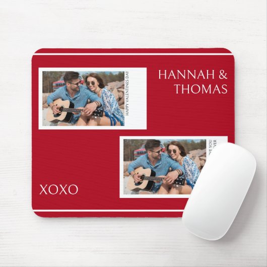 Moderne rode Valentijnsdag aangepaste foto Muismat (Met muis)