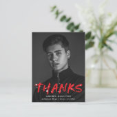 Moderne Rode Verf Splatter Foto Dank u Briefkaart (Staand voorkant)