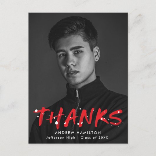 Moderne Rode Verf Splatter Foto Dank u Briefkaart (Voorkant)