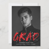 Moderne Rode Verf Splatter Foto Graduation Party Kaart (Voorkant)