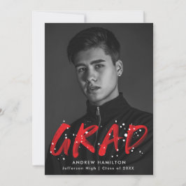 Moderne Rode Verf Splatter Foto Graduation Party Kaart
