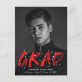 Moderne Rode Verf Splatter Foto Graduation Party Uitnodiging Briefkaart (Voorkant)